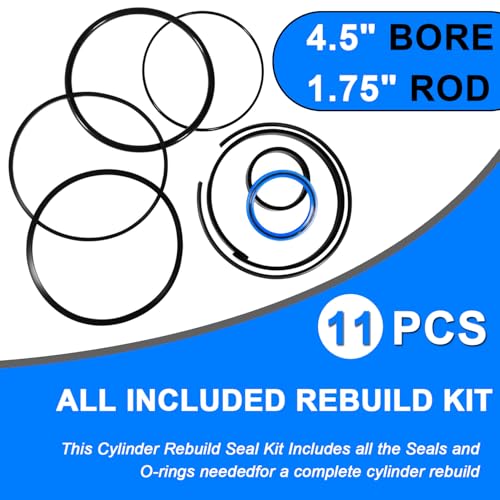 Image of Hydraulic Log Splitter Cylinder Rebuild Seal Kit Suitable for 4.5 inch Bore x 1.75 inch Rod Cylinder