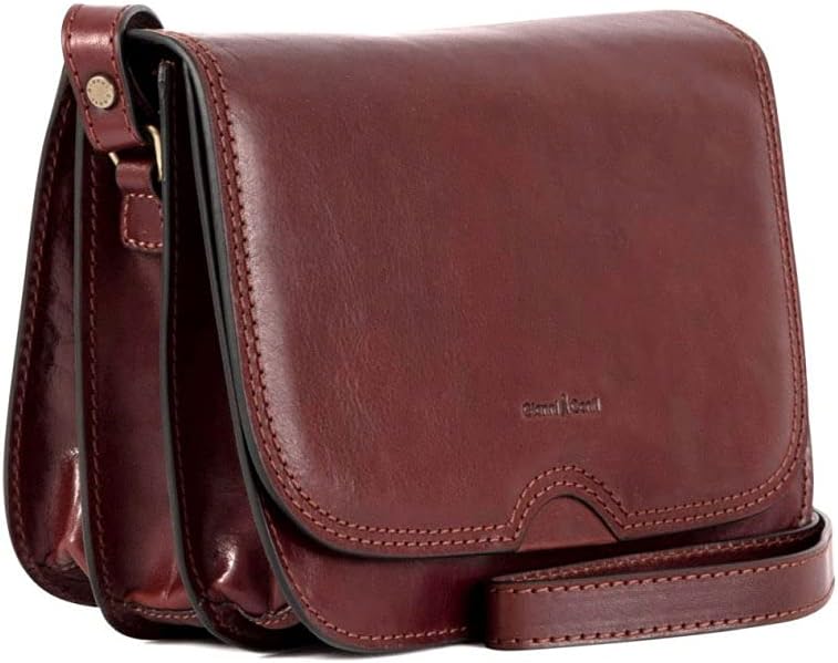 Gianni ContiFine Italian Leather Dark Brown Medium Shoulder Flap Handbag 9406005