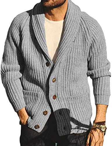 Runcati Mens Shawl Collar Cardigan Sweaters Button...
