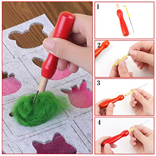78PCS Needle Felting Kit, Wool Felting Kit, 20 Colors Wool Roving for Needle Felting(10g/Color), Needle Felting Starter Kit with Wool Felt Mold, Felting Needle, Foam Mat, Felting Tool Holder