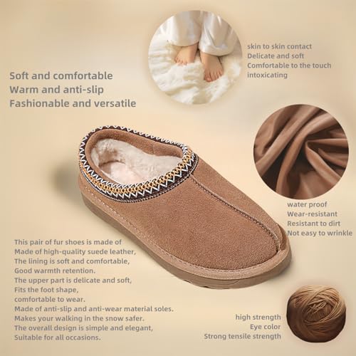 Women's Slippers Platform Mini Boots For Women Suede Leather Home Indoor Comfy Fur Fleece Lined Outdoor Anti-Slip Slipper Short Ankle Boot3