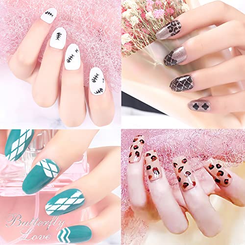 Mwoot 24 Pcs Nail Stencils Stickers Kit, Holographic Hollow Nail Templates, Geometric Flowers Leaves Nail Decals, Self-Adhesive Nail Stickers Nail Art Tips Guides For Diy Manicure Decoration Supplies #TOP5
