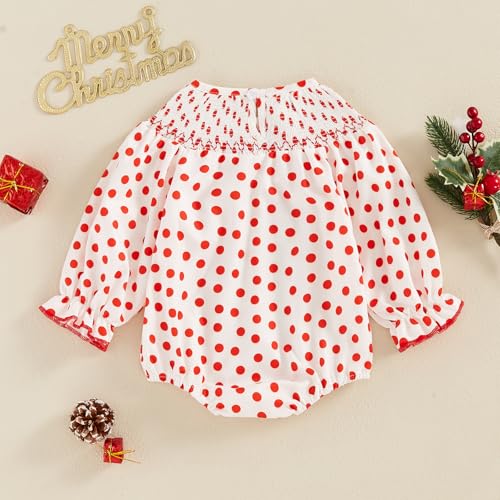 Toddler Baby Girl Christmas Thanksgiving Outfits Plaid Puff Sleeve Smocked Bubble Romper Frill Trim Ruffle Bodysuit4