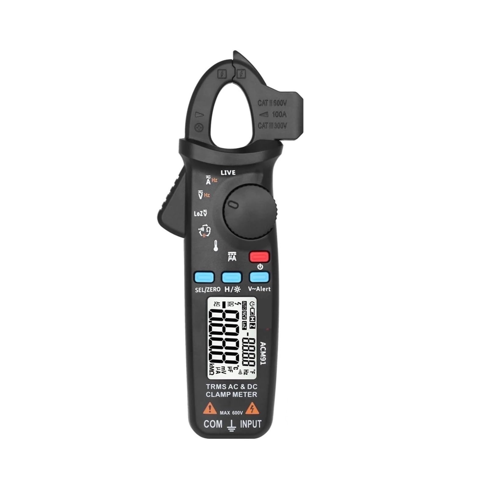 Pinza amperimétrica digital, ACM91 Medidor De Pinza Digital 1mA Amperímetro Precisión DC AC 100A Multímetro Profesional Probador Coche(ACM91 Black)