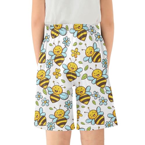 ALAZA Funny Bee Flower Pajama Shorts Sleep Shorts Pant Lounge Pajama Bottoms Elastic Waist with Pockets2