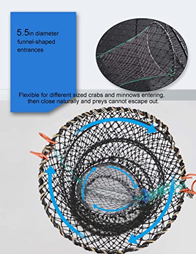 Hlotmeky Crab Trap Minnow Trap Fishing Bait Traps With 10M Hand Rope, Folded Lobster Crawfish Fishing Net Trap #TOP4