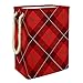 EZIOLY Kosz na pranie czerwony w kratę składany kosz na pranie z uchwytami zdejmowane wsporniki dobrze utrzymujący się wodoodporny do ubrań zabawek organizacja w pralni sypialni
