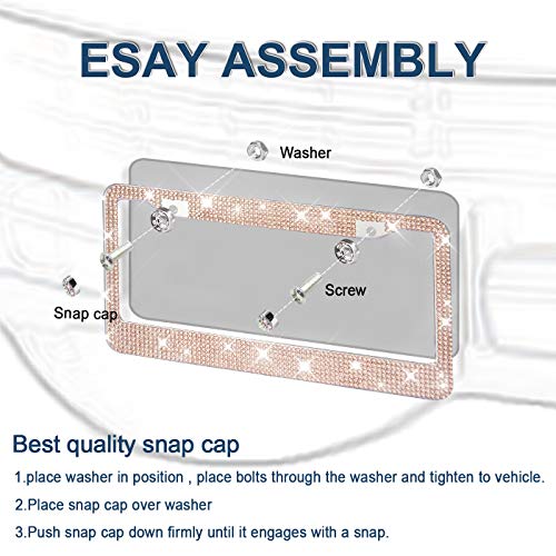 Lord Eagle License Plate Frame, 2 Pack Rhinestone License Plate Frames With Giftbox And 7 Shiny Crystal Rows,Over 1050 Pcs 14 Facets Ss16 Finest Handcrafted Luxury (Champagne Rhinestones) #TOP3