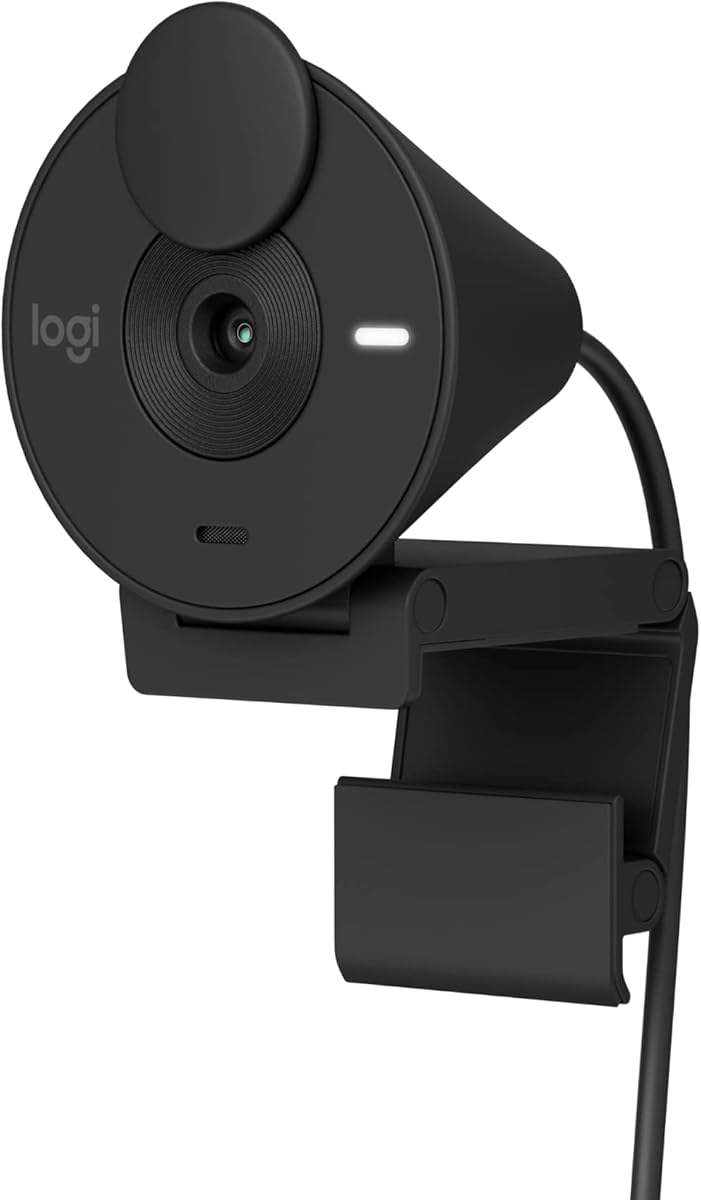 Logitech Brio 301 Full HD Webcam with Auto Light Correction, Show Mode, Noise Reduction Mics, Privacy Cover, Works with Microsoft Teams, Google Meet, Zoom, Nintendo Switch 2 new GameChat mode - Black