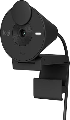 Logitech Brio 301 Full HD Webcam with Privacy Shutter, Noise - best black webcams