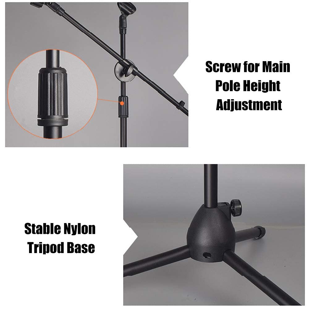 Corslet Mic Stand Heavy Duty Adjustable Dual Microphone Stand Singing Condenser Mic Stand for Recording Studio Microphone Stand Leg Boom Studio Mike Stan 4