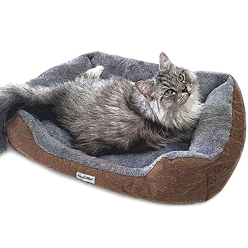 Heykitten Ultra Soft Cat Cushion Bed With Odor Removing Charcoal Bags For Indoor Kittens, Puppies (Brown, Large) #TOP30
