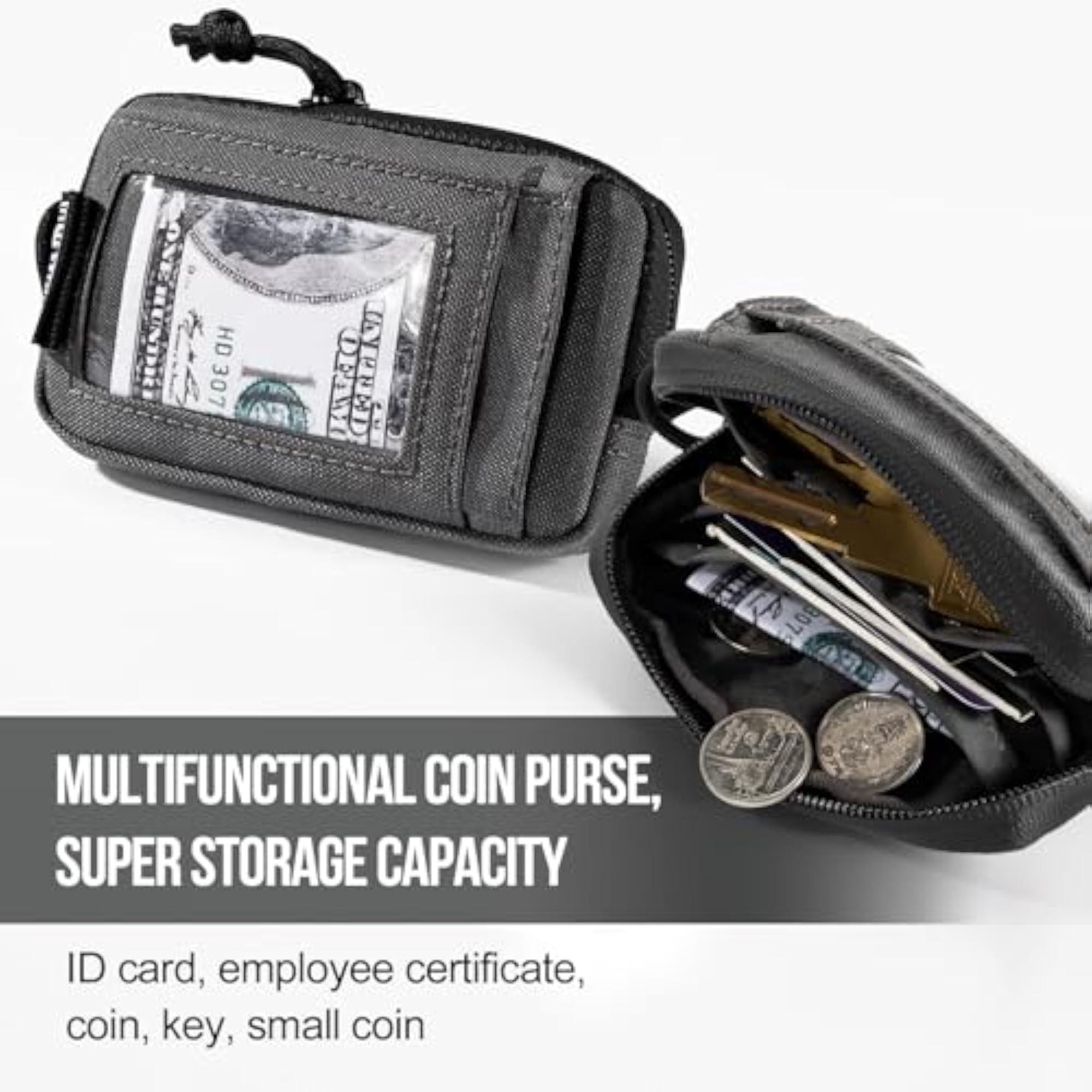 Front Pocket Wallet with Zippers, Tactical Nylon