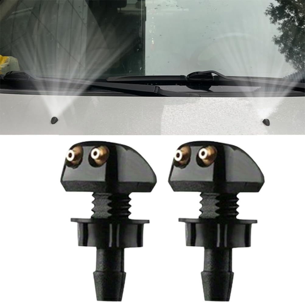 2 Ugelli Lavavetri Auto Universali Neri, Getti Spray Acqua Per Parabrezza, Accessori