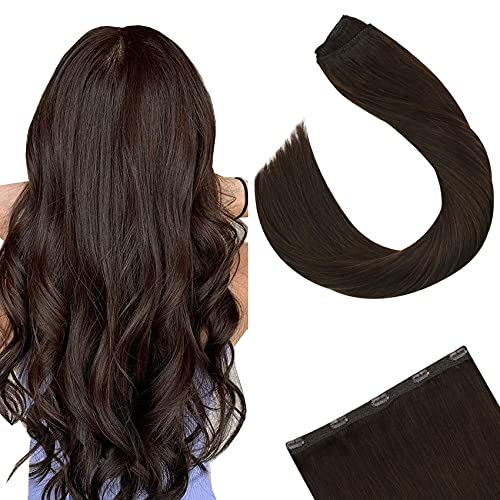 Ugeat Natural Remy Hair Extensions with Clip 20 Inch Clip in Hair Extensions One Piece Clip Hair 50G Straight Clip in Hair Extensions Dark Brown Hair