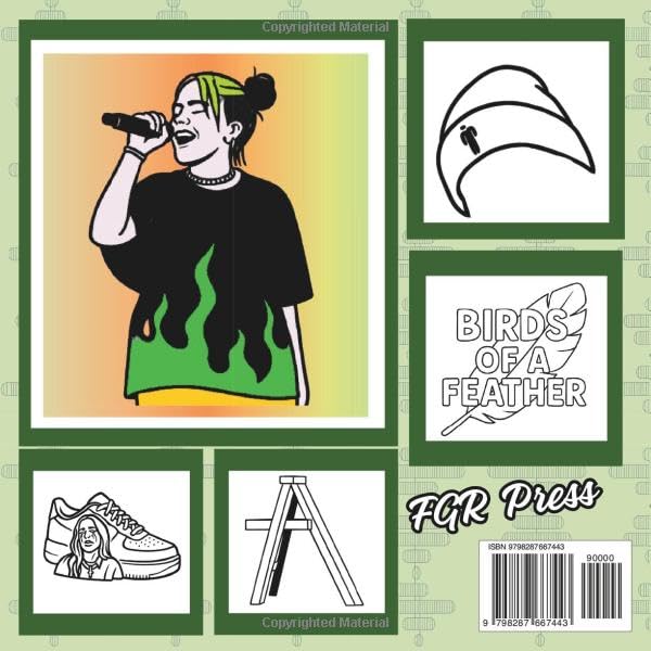 Billie - Bold & Easy Coloring Book for Fans: 45 Iconic Illustrations to Color, Featuring Her Face, Full-Body Poses, and Song Titles for Relaxation and Fun - Image 2