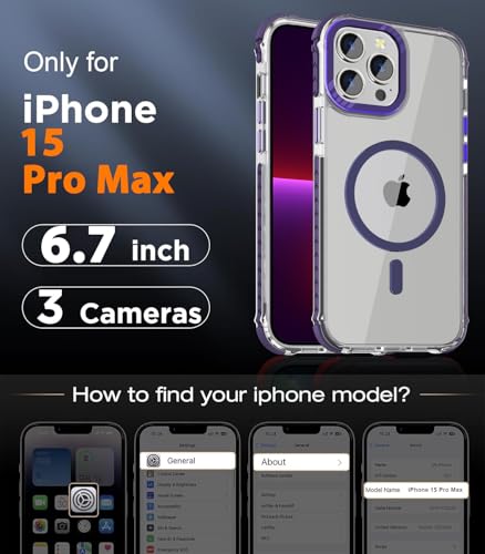 Coque iPhone 15 Pro Max Magsafe DEERLAMN transparente et violette anti-choc