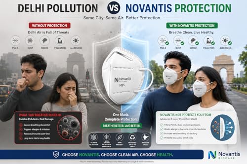 Image of N95 Face Mask Pack of 100 for Men & Women | 5 Layer Reusable Washable Anti Pollution Mask | PM2.5 Dust Smoke Allergy Protection | Soft Ear Loops & Adjustable Nose Clip | White