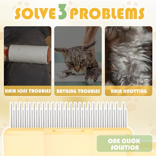 Flohkamm für Katzen, 2 Stück Selbstreinigender Flohkamm für Katze und Hund, Selbstreinigender Katzenkamm, Kamm zur Entfernung von Tierhaaren, Flohkamm, Fellpflegebürste