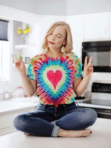 Tie Dye Shirt Women Rainbow Tie Dye Shirts Heart T Shirt Pride Shirt Lgbtq T Shirts Funny Graphic Short Sleeve Tops #TOP1