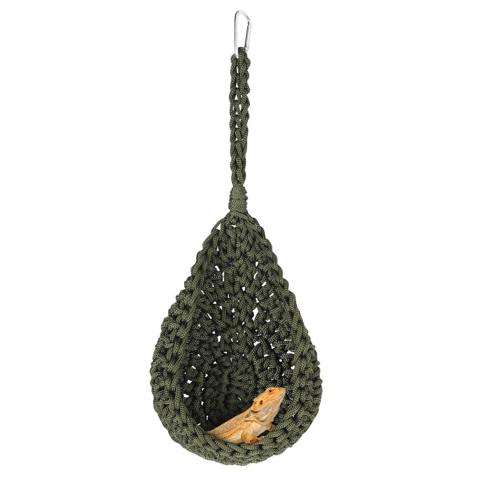 Reptiles Hammock, Bearded Dragon Swing Hanging Bed Hand-Woven Hanging Lounger for Small Pets Chameleons Lizards Geckos Hamsters