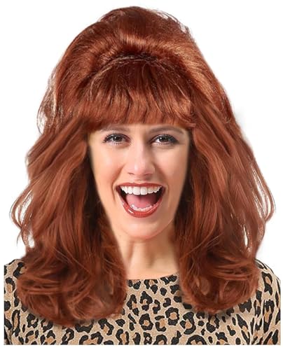 PORSMEER Peggy Bundy Wig for Women 80s Married Housewife Big Red Wig 80s Costumes for Women Big Bouffant Hair Beehive Wigs Fits All | Peg Bundy Halloween Costume | Compatible with Peggy Bundy Costume