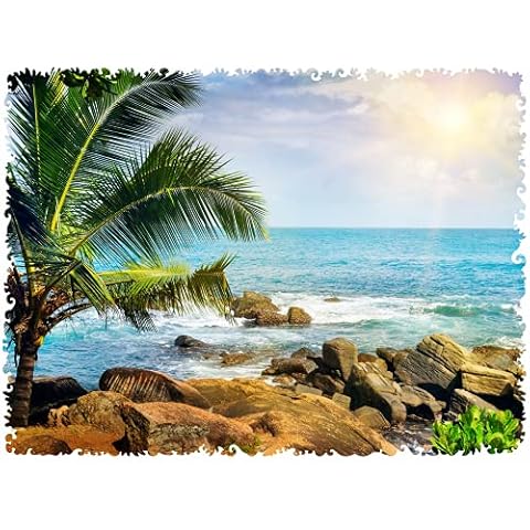 UNIDRAGON Original Wooden Jigsaw Puzzles - Ocean Tropical Beach, 250 pcs, Medium 12.2"x9", Beautiful Gift Package, Unique Shape Best Gift for Adults and Kids Cover