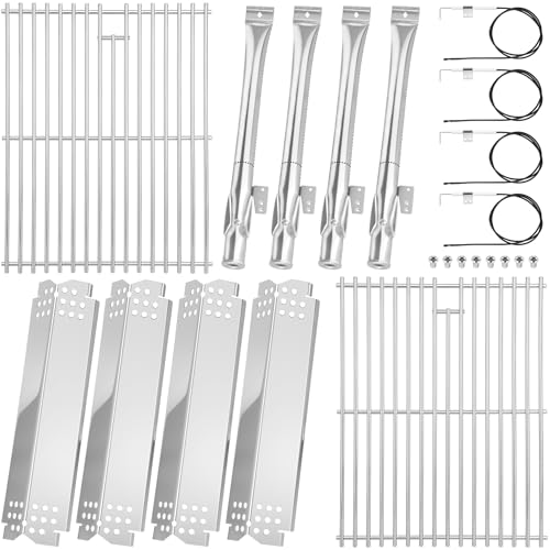 Unidanho Replacement Parts for Nexgrill 4 Burner Gas Grill 720-0830H 720-0888 720-0888N 720-0783E Cooking Grid Grates Flame Tamer Heat Plates Tents Burner Igniters Stainless Steel Set