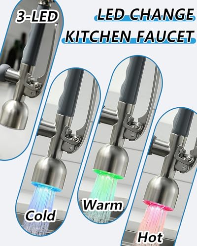 Image of Fapully Commercial Kitchen Faucet with Pull Down Sprayer Brushed Nickel