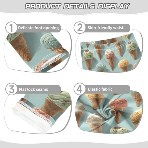 Girls Leggings Ice Cream Teal Print Soft Toddler Leggings for Girls Kids Pants Size 4T-10T3