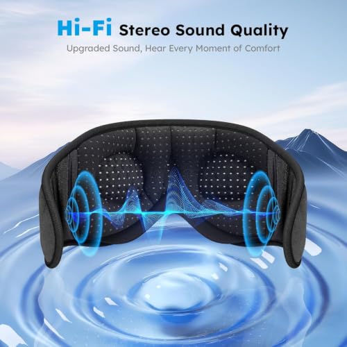 Image of LC-dolida White Noise Bluetooth 5.4 Sleep Eye Mask with Timer, 3D Sleeping Mask Headphones with 16 Soothing Sounds, Total Blackout Sleep Headphones for Side Sleeper /Women /Men (Black)