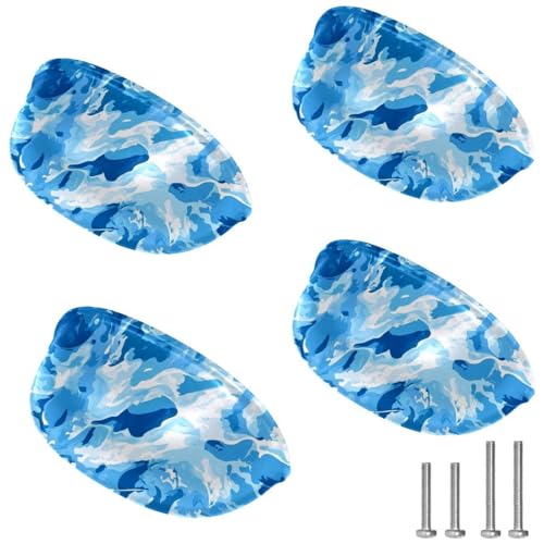 RODAILYCAY Niebieski Marmur Uchwyty do Szuflad 4 sztuki