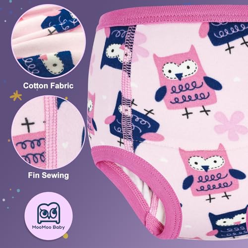 Image of MooMoo Baby Potty Training Underwear Absorbent Toddler Training Pants for Girls 10 Packs Cotton Pee Pants 8T