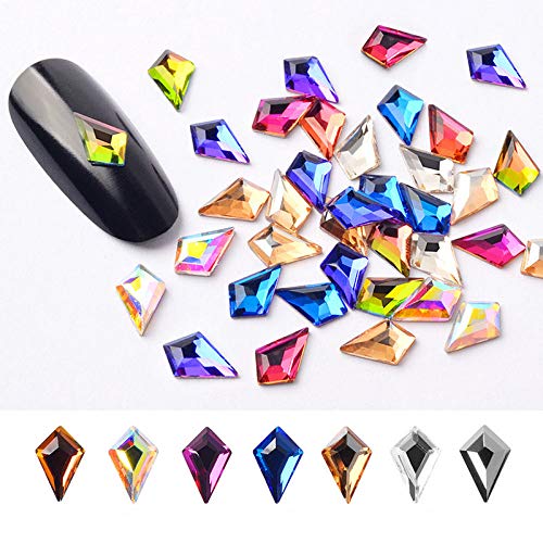 70pcs Shinny Flatback 3D Rhinestone Crystal AB 5x8mm Sword Design shape Diamond Nail Decoration Drill Mixed Colors