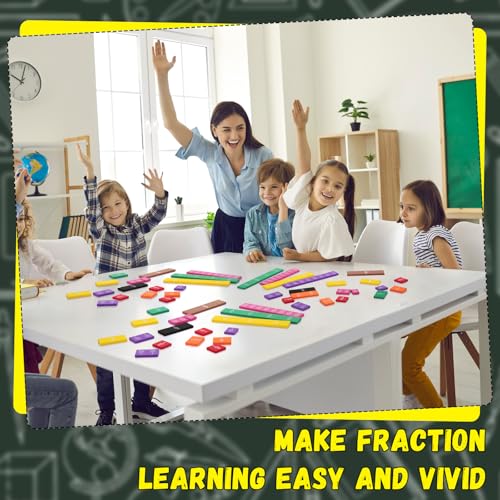 Sayglossy 6 Sets Plastic Fraction Tiles Set for Math Classroom Fractions Manipulatives Math Manipulatives for Home School Supplies