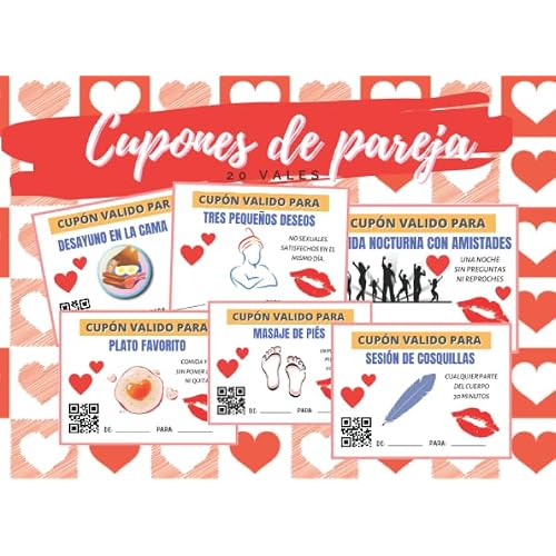 CUPONES DE PAREJA: TALÓN DE VALES CANJEABLES (DESAYUNO EN CAMA, MASAJES, BAÑO EN PAREJA...) | REGALO ROMÁNTICO Y ORIGINAL PARA TU PAREJA | HOMBRE O ... LOS ENAMORADOS, SAN VALENTIN | ANIVERSARIO.