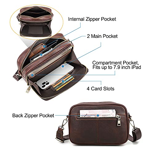 Contacts Mens Clutch Bag Leather Crossbody Bag Clutch Wallet Travel Brown Shoulder Bag iPad Bag Card Holder Phone Purse Side Bag4