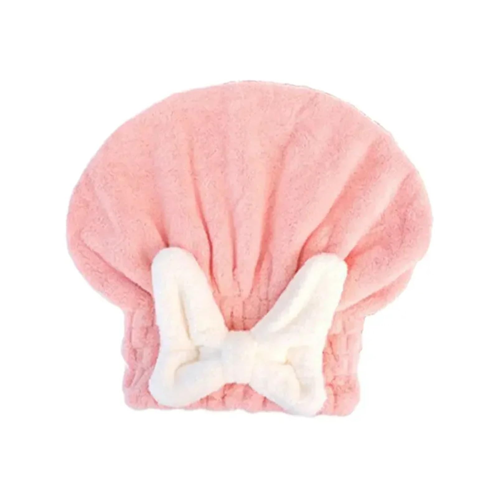 SUODEBYY Hair Towel Coral Velvet Hair Drying Towels Super Absorbent Turban Towel Cap Quick Dry Head Wrap With Bow-Knot Shower For Wet(Pink)