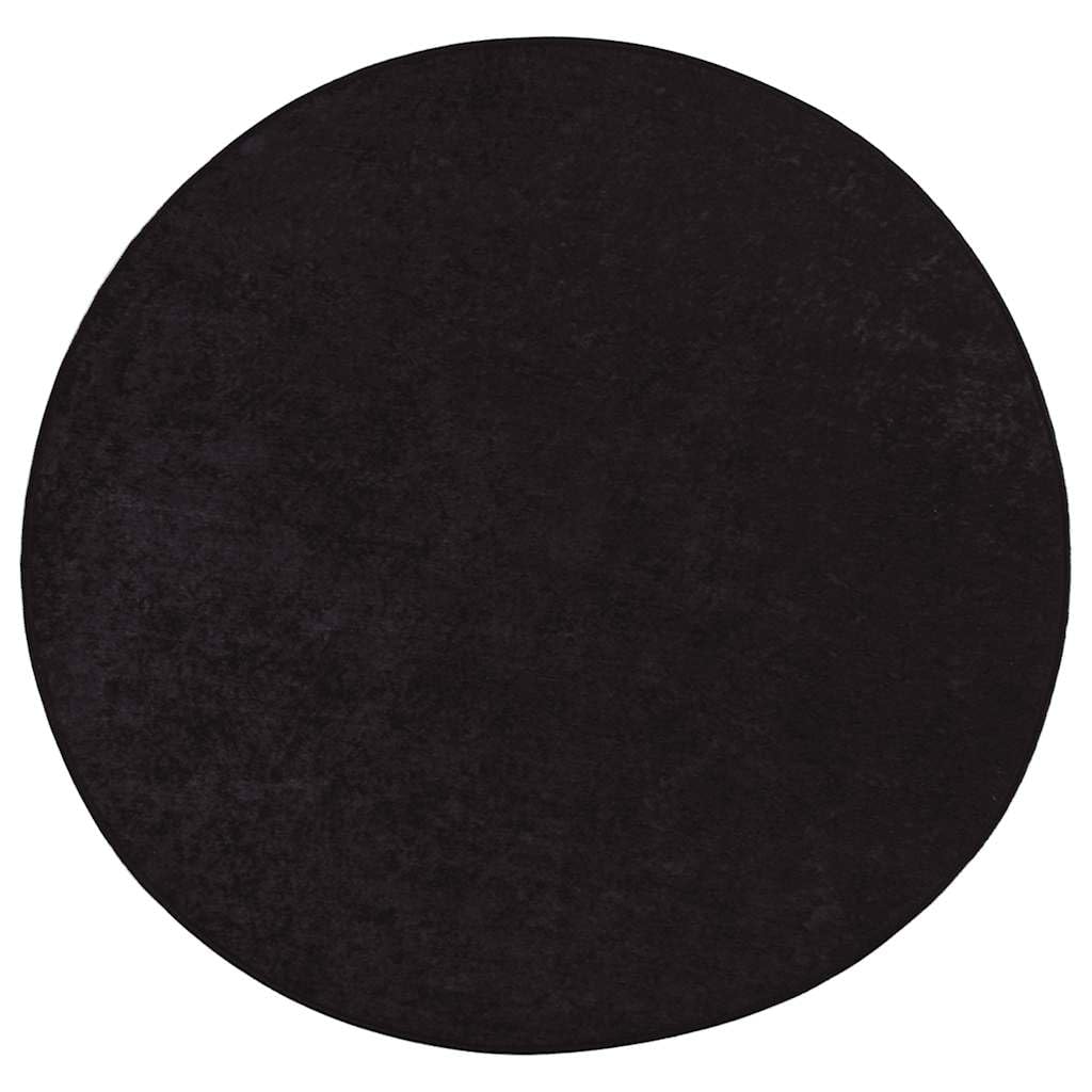 Tapis lavable en machine rond anthracite antidérapant en velours