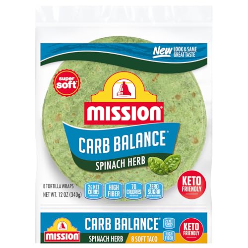 Mission Carb Balance Spinach Herb Tortilla Wraps, 8 Count, Low Ca...