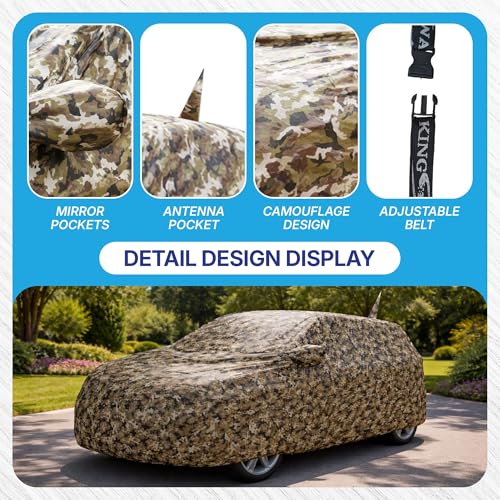 Image of KINGSWAY JungleTech 100% Waterproof Car Cover Only with Taigun (Year 2026 Onwards - All Model) | Mirror and Antenna Pockets | Scratchproof | All Weather Car Body Cover