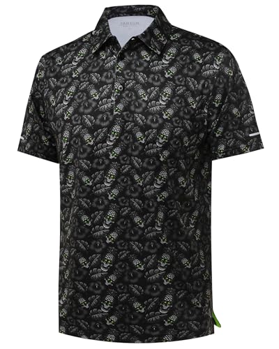 Image of Golf Shirts for Men - Dry Fit Moisture Wicking Short Sleeve Performance Sport Casual Striped Collared Mens Polo Shirt