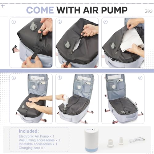Image of Vacuum Travel Backpack with Pump for Women Men, Carry on Air Backpack for Flight Approved, Personal Item Luggage Backpacks
