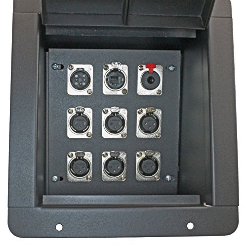 Pro Audio Recessed Stage In Floor Pocket Box Black With Prewired Connections (6-Xlr F + 1 Xlr M + 1 Cat5 + 1 1/4" Trs) #TOP4