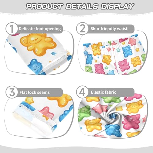 Cute Gummy Bear and Stars Girls Casual Leggings for Kids Printed Long Pant Bottoms Stretch and Soft3