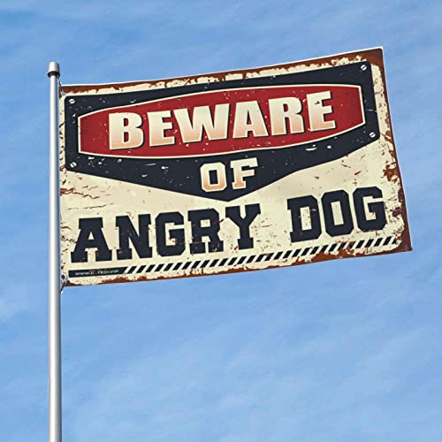 Drapeau Beware Of Angry Dog déco chambre ado et tenture murale bar