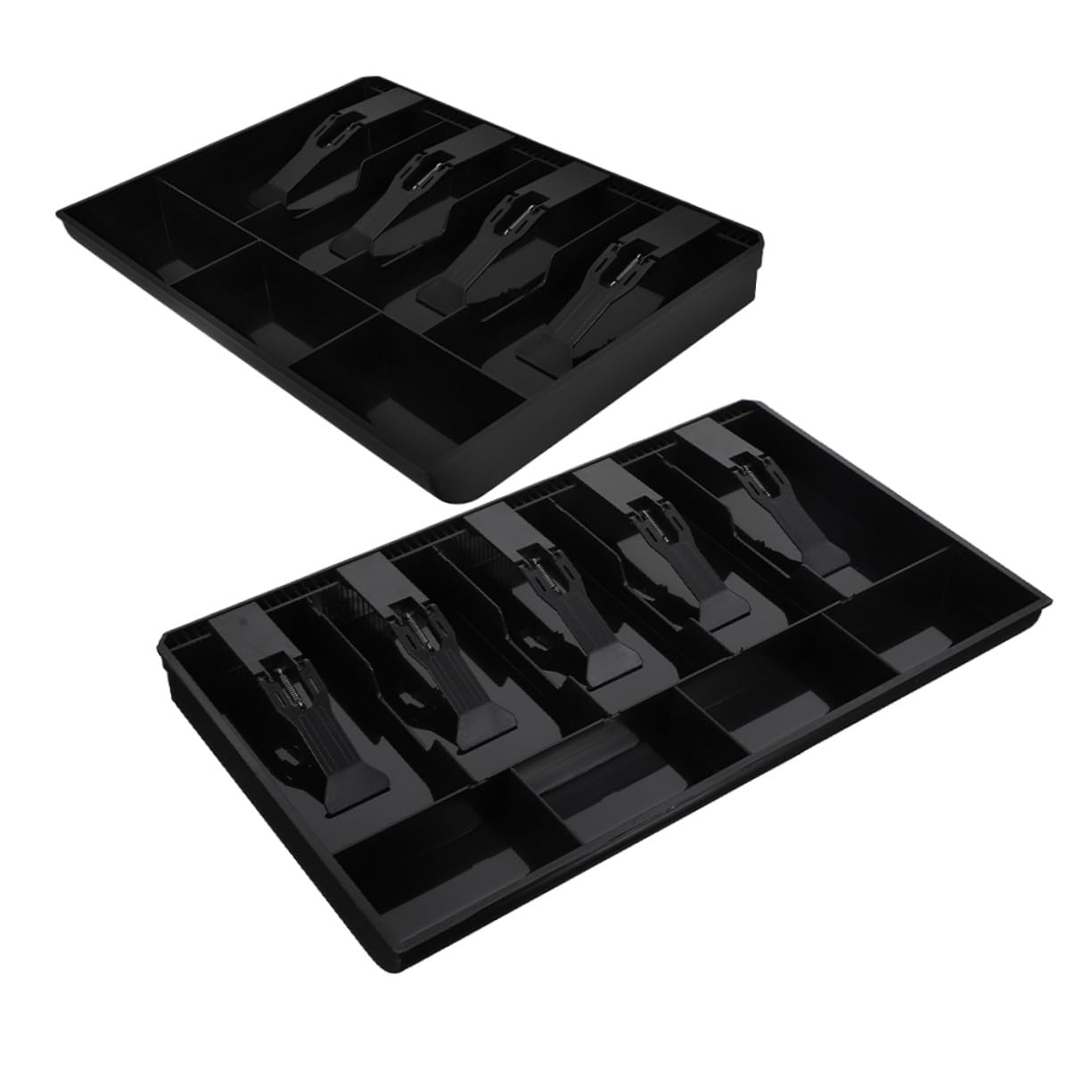 SHINEOFI 2 Piezas Bandeja Organizadora de Dinero para Caja Registradora con Compartimentos para Billetes y Monedas Caja de Almacenamiento Resistente y Espaciosa para Accesorios de