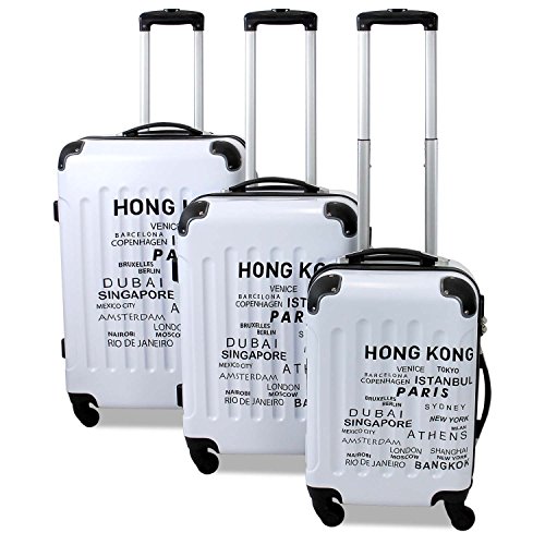 Valise Cities 66 cm Blanc | Set de Bagages Haute Résistance 120 L