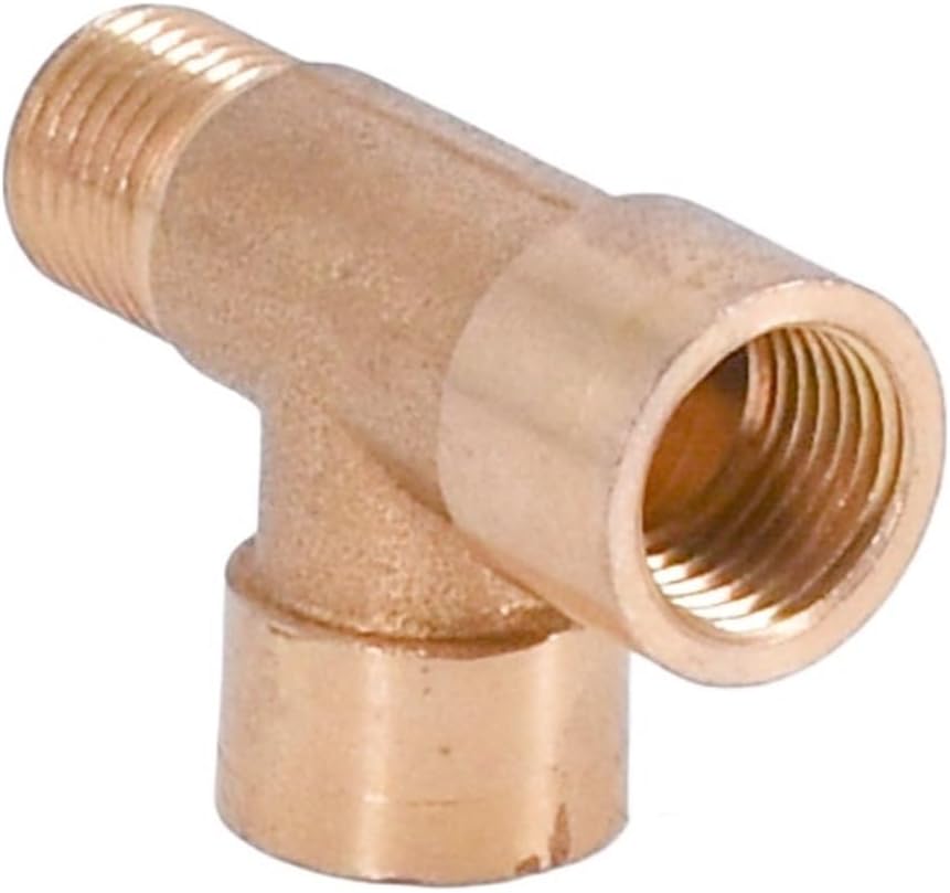 10PCS 1/8" 1/4" 3/8" Female Male Tee 3 Ways Splitter Brass Pipe Fitting for Water Gas Oil DN6/8/10 for Home Garden(M-M-F,3/8")