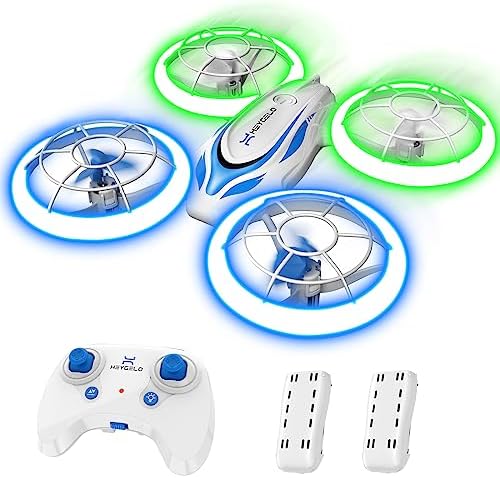 Heygelo S60 Drones for Kids, Mini Drone with LED Lights for Beginners, RC Quadcopter with Altitude Hold and Headless Mode, Full Propeller Protect, 3D Flips, 2 Batteries, Toys Gifts for Boys Girls